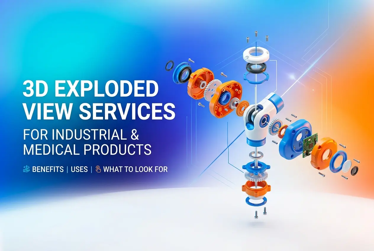 3D render of exploded view for industrial and medical products with gears and circuits — 3D Exploded View Services for Indu