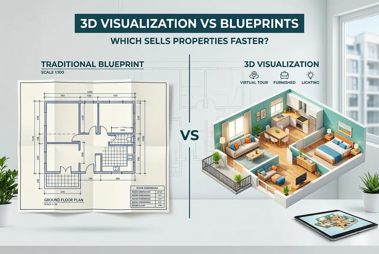 3D Floor Plan Visualization vs Traditional Blueprints: Which Sells Properties Faster?