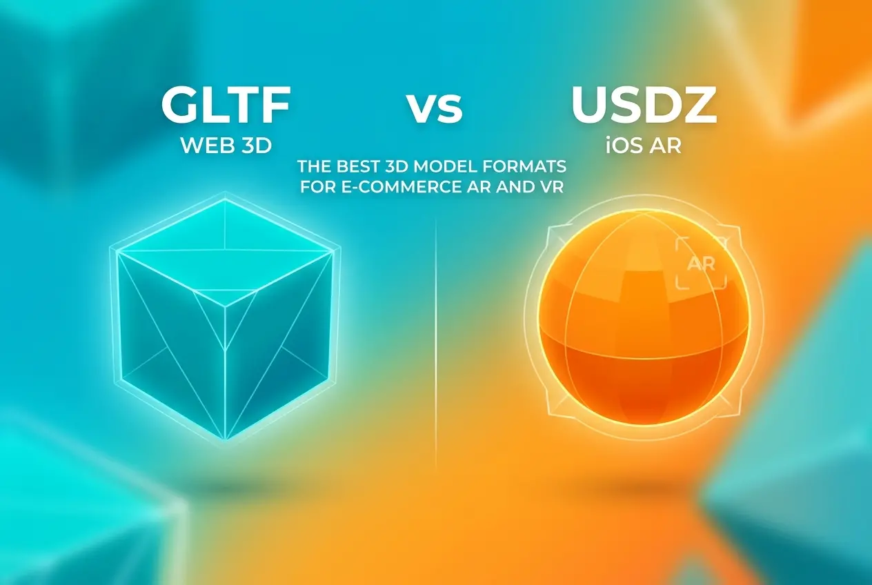 3D render comparing Gltf and Usdz formats for e-commerce AR and VR applications — GLTF vs USDZ: The Best 3D Model Formats f