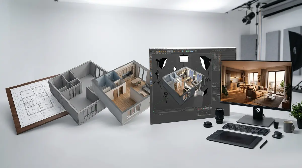 Materials, Lighting, and the Path to a Final Render — How to Convert 2D Floor Plan to 3d Model